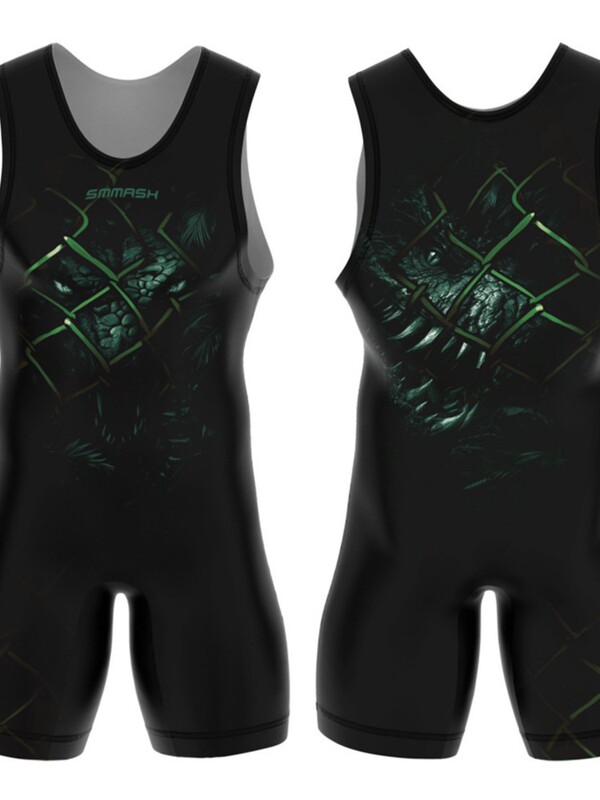 Sublimation Full-Body Printed Men's Wrestling Suit Competition Weightlifting Suit Unisex Freestyle Wrestling One-Piece Vest