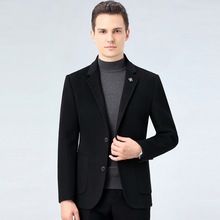 男士毛呢大衣短款双面羊毛呢子外套修身韩版中年休闲西装加厚秋冬