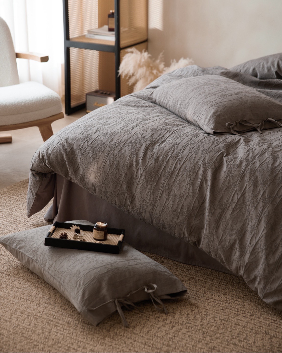 Parure de lit en coton jacquard style scandinave housse couette_voghion.com