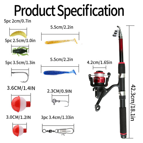 Spinning Rod Complete Beginner Long Distance Set Glass Fiber Fishing Rod Fishing Bait Hook Line Fishing Tackle Cross-border Wholesale