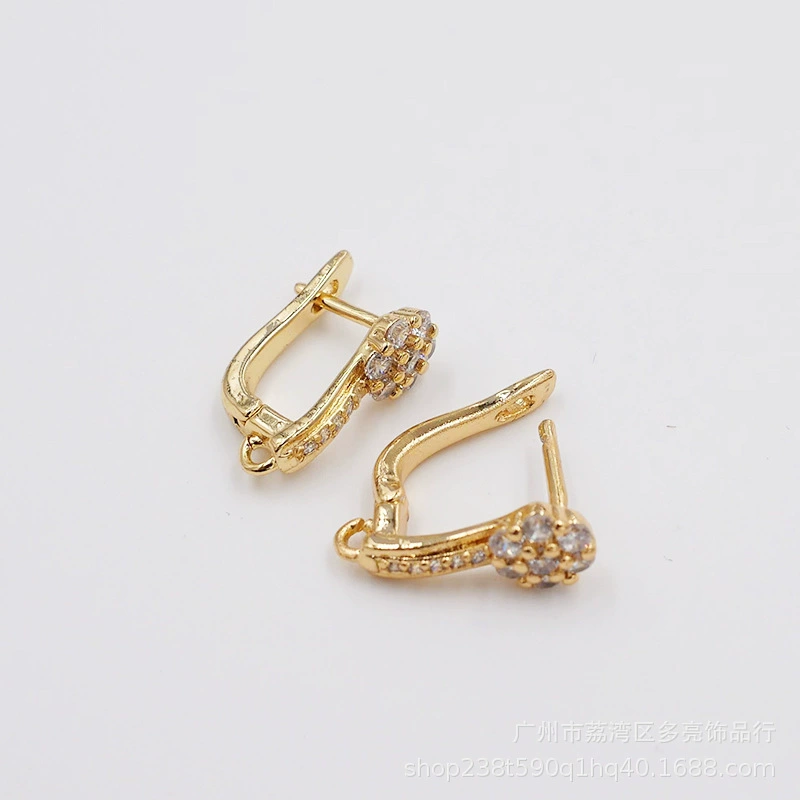 Серебряные серьги с медной вставкой, золотой цирконий, аксессуары, 18 карат белого золота, оптом
