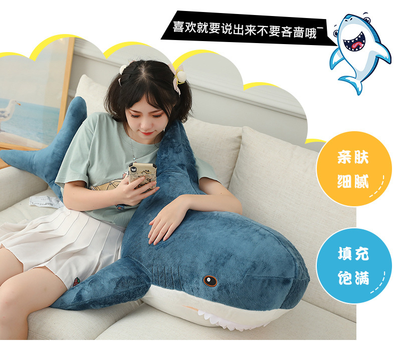 Ah Wu Shark Plush Pillow Toy, Realistic Large Shark Doll, Long Sleeping Leg-Cuddle Pillow, Birthday Gift for Women