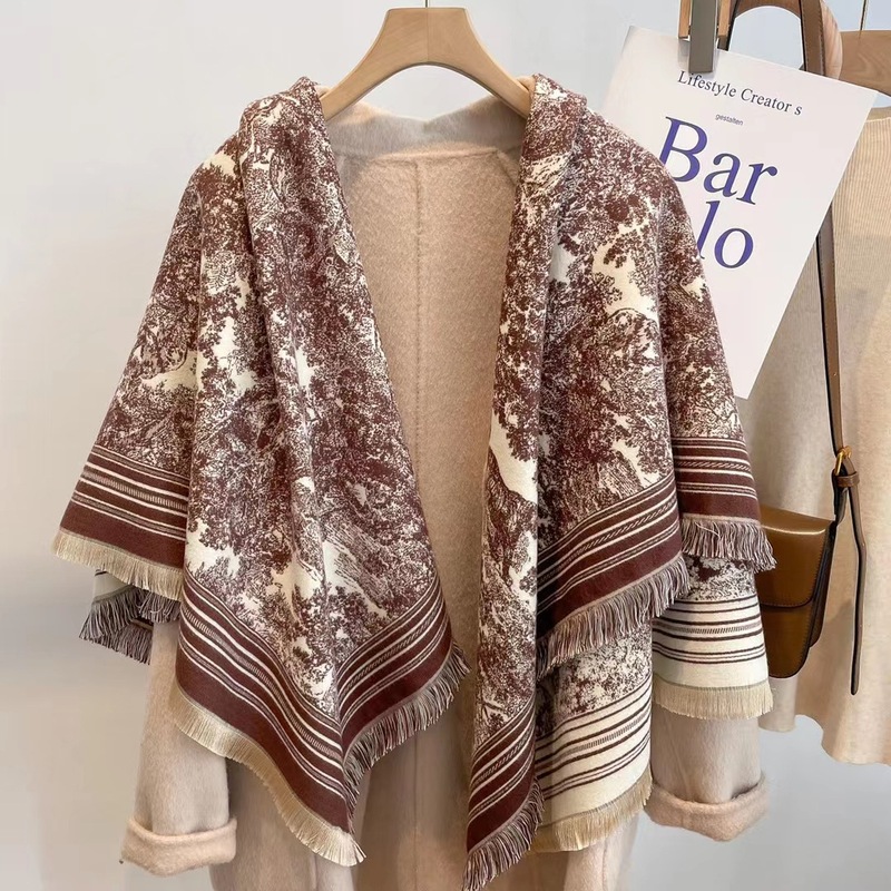 国境を越えた欧米の樹紋ジャカードはカシミヤのマフラーの女性の冬の高級感に似せて、フリンジのストールを厚くして保温します。|undefined