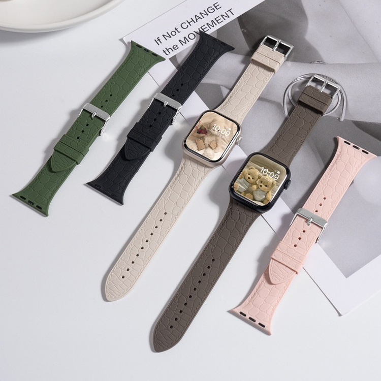 Suitable for Apple S8 silicone litchi pattern watch iwatch7applewatch6 new SE sports wrist strap