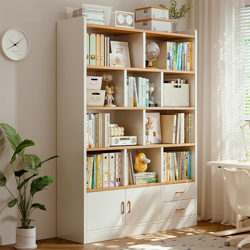 Estantes de madera sólida estantería de piso estantería multicapa sala de estar mostrando armario contra la pared gabinete de estudiantes librería infantil