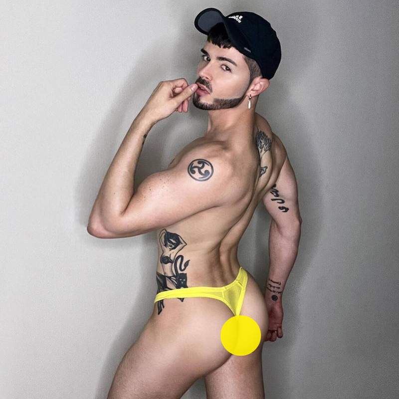 Ad7113 European and American Men's Low-Rise U-Convex Sexy Ribbed Cotton Briefs Men's Leak-Proof Butt-Lifting Tight Bikini T-Pants