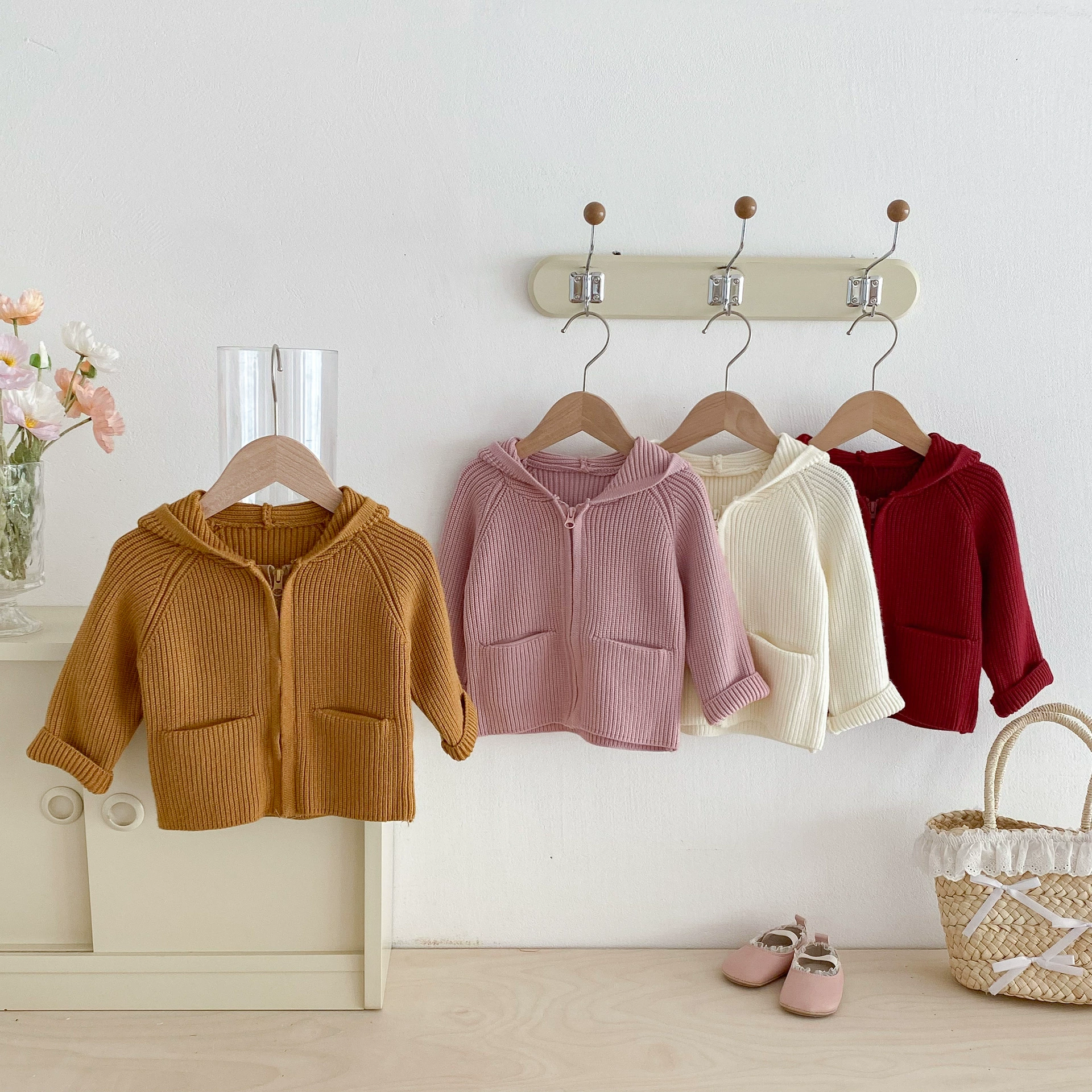 Demi-season cute sweater with hood, jacket, keep warm cardigan for early age, shirt, western style