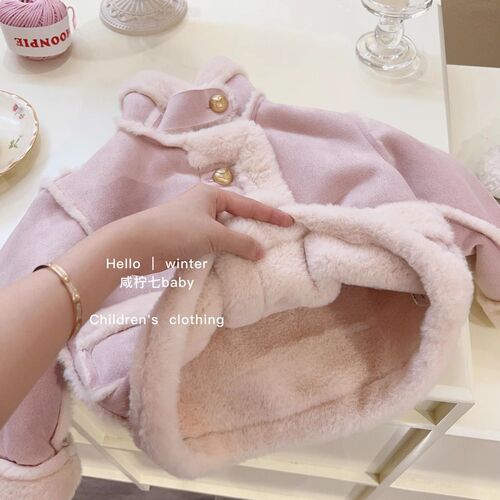 Women's winter coat with fur lining, 2025 new model, padded and thick children's coat, stylish baby winter jacket