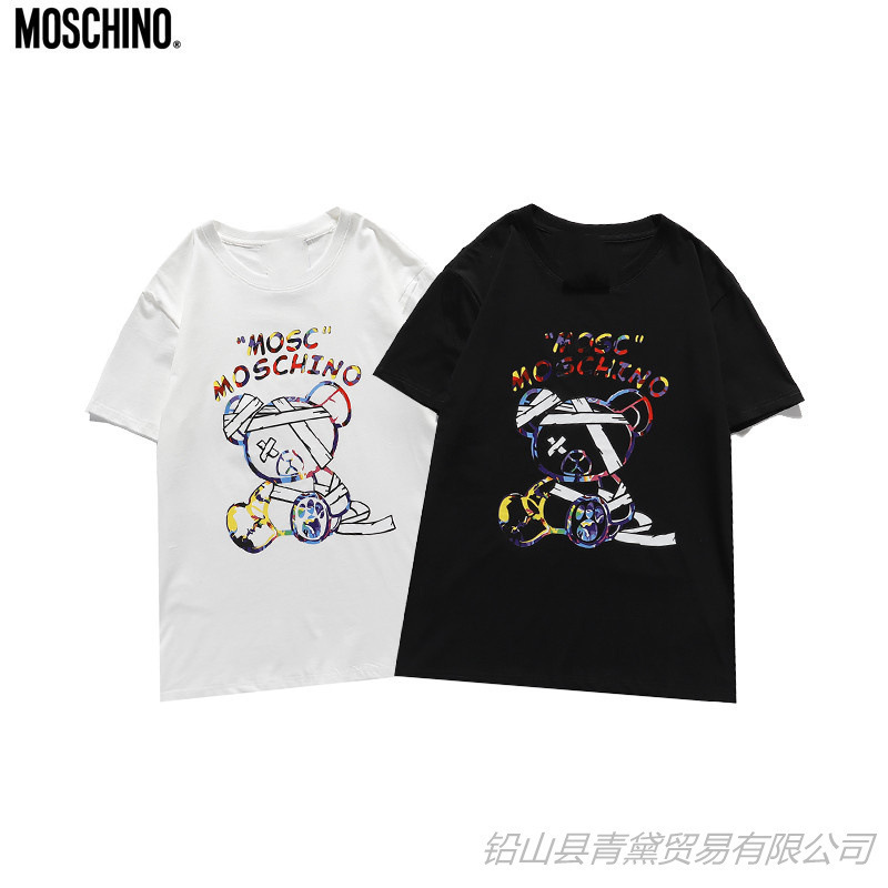 New Moschino Bear Series Printed T-Shirt Printed Short-Sleeved T-Shirt New Moschino Bear Series Printed T-Shirt Printed Short-Sleeved T-Shirt
