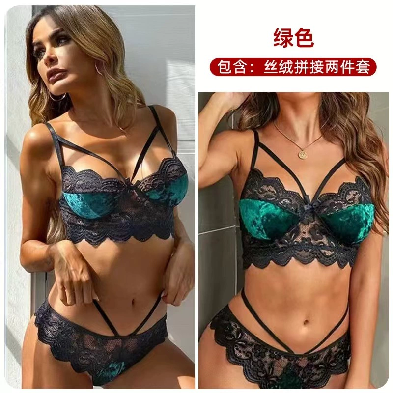 Европейская и американская внешняя торговля новое эротическое белье сексуальное кружево соблазнение эротический набор бархатное сшивание эротический набор из двух частей