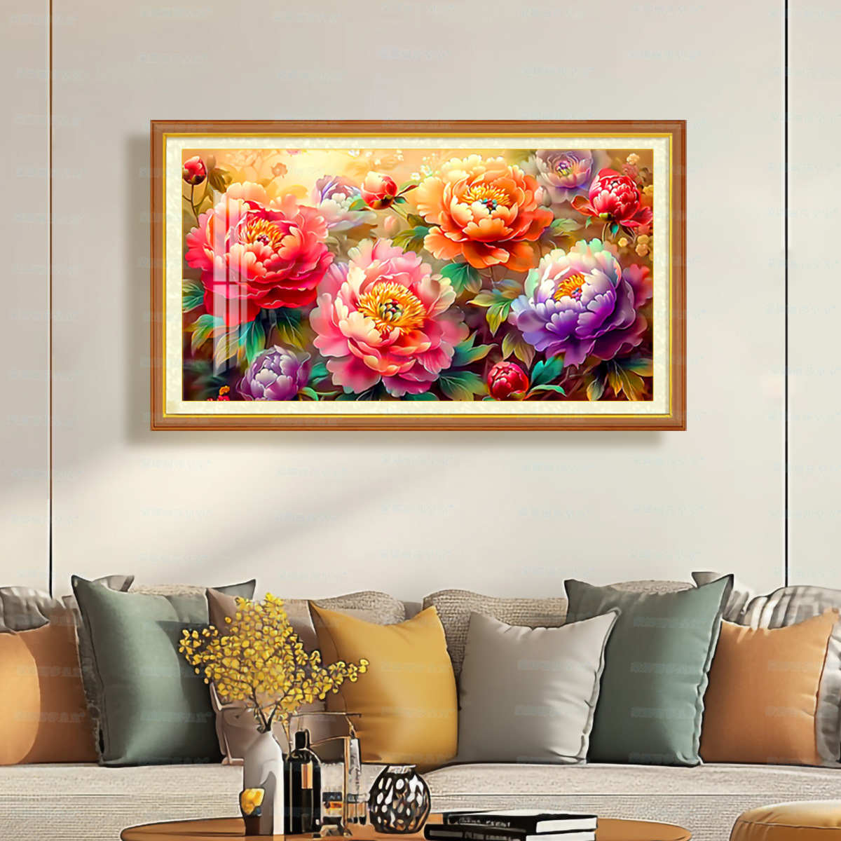 [Algodón importado] Mona Lisa Real Cruz de la pintura de la flor de estilo chino nuevo paisaje de flores hechas a mano image 1