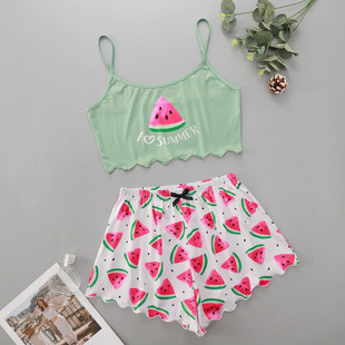 The new watermelon Summer printed sling top and watermelon print shorts set TL9446