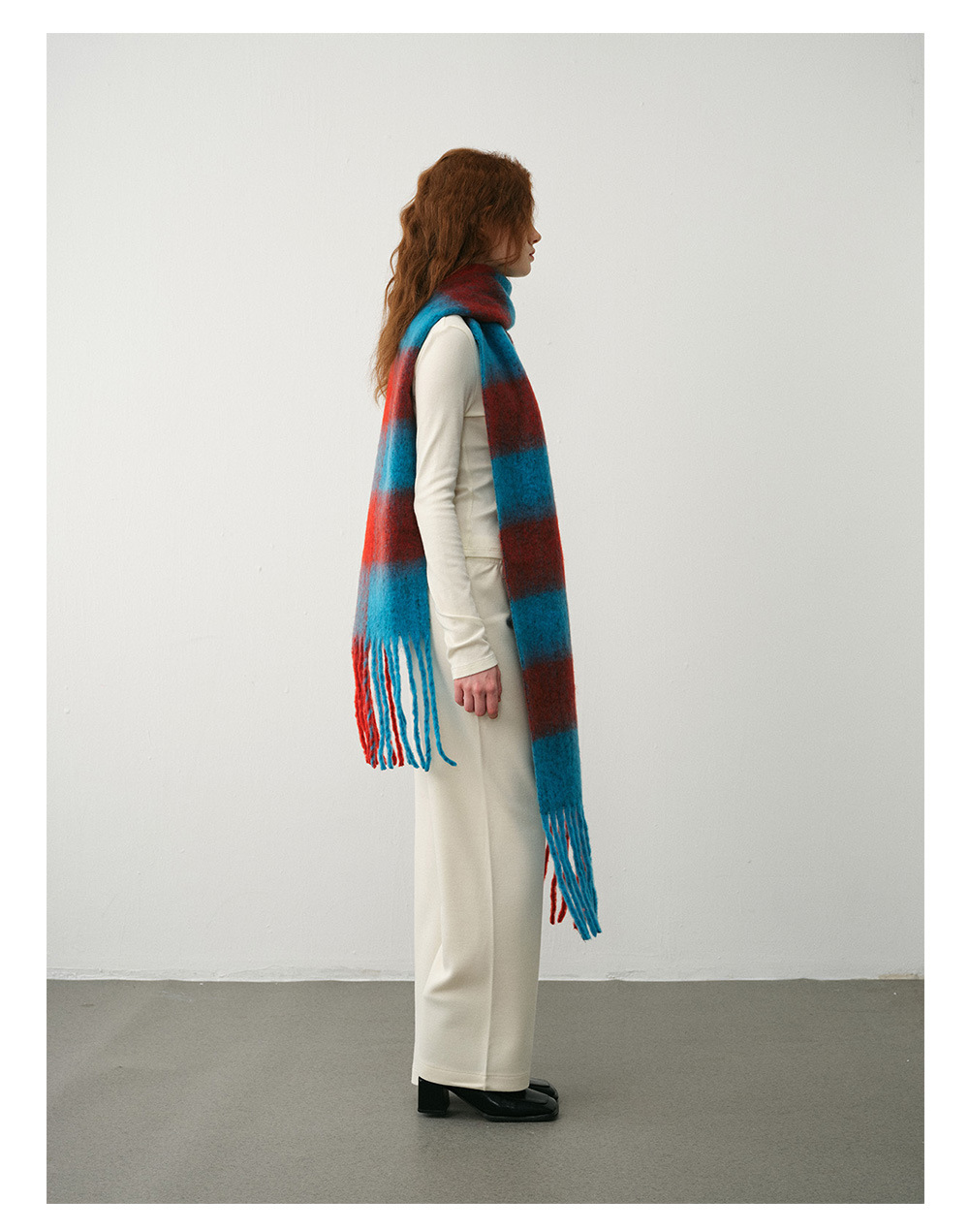 Designer's Nische Erweiterter Fransenschal Schachbrett Schachbrett Kaschmirschal Damen Winterambiente Schal_voghion.com