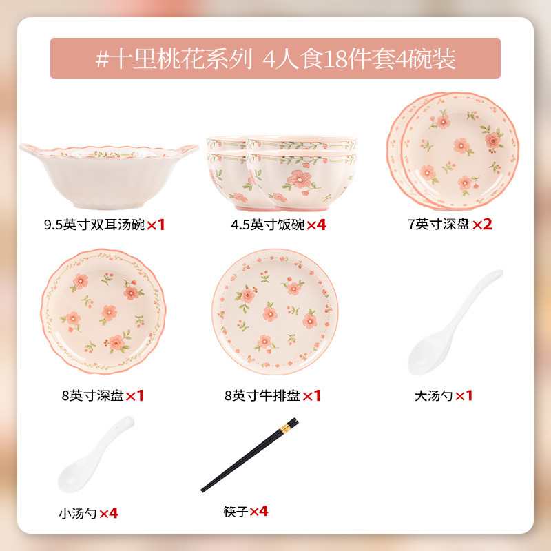 ガーリーで見栄えの良い赤い釉薬の陶器食器、家庭用陶器のスープボウル、魚皿、結婚祝いの食器セット|undefined