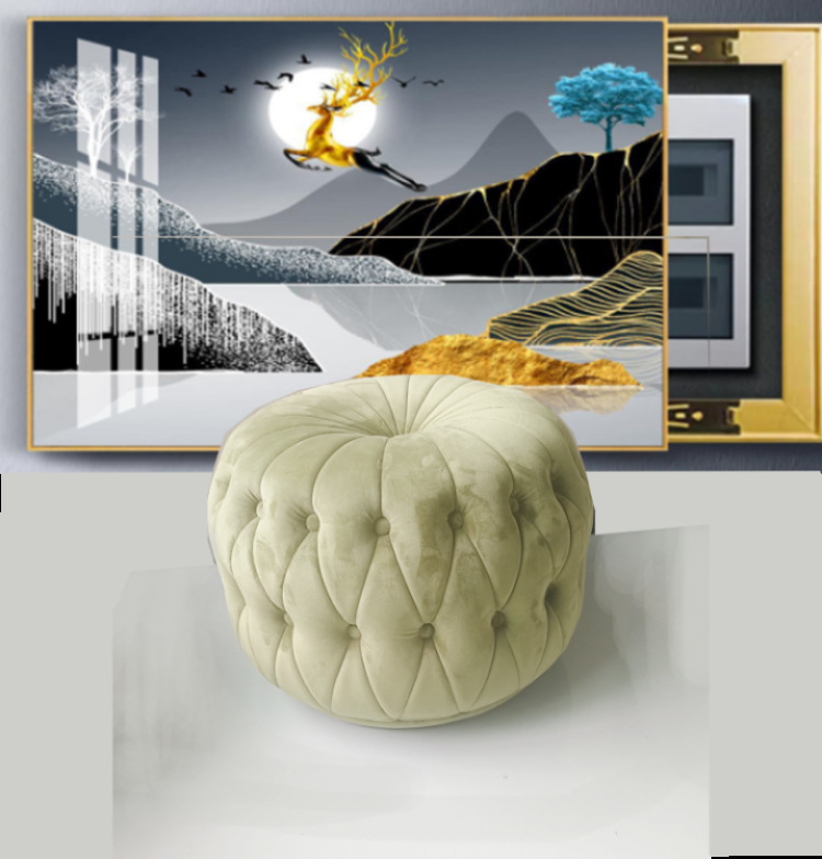 时尚新中式南瓜梳妆凳客厅卧室更衣室换衣凳子简意复古拉扣脚踏凳