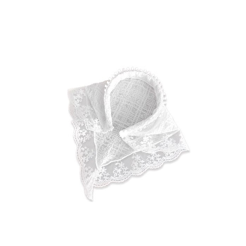 Turbante de encaje blanco para mujeres primavera y verano viajes al mar bufandas de cabello bufandas de seda para el cabello una banda de cabello tocado