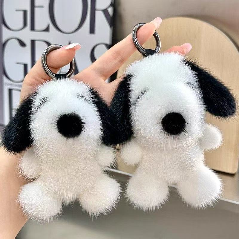 Imitación de visón peludo perro llavero muñeca de peluche colgar adornos de regalo de cumpleaños muñeca de moda bolsa colgante caja ciega
