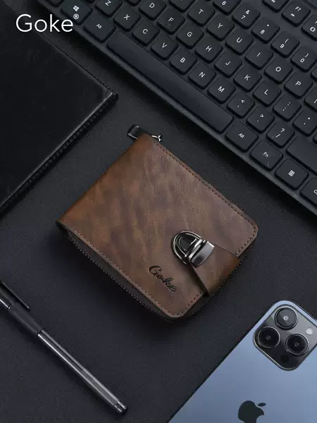 2026 Hot-Selling Men's Short Business Zipper Wallet Cross-Border Multi-Card Slot Clutch Bag Large Capacity Coin Purse Dropshipping