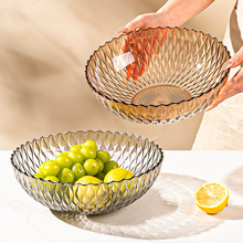 波浪纹轻奢风水果盘PET高透客厅新款前台糖果摆放零食简约干果盘