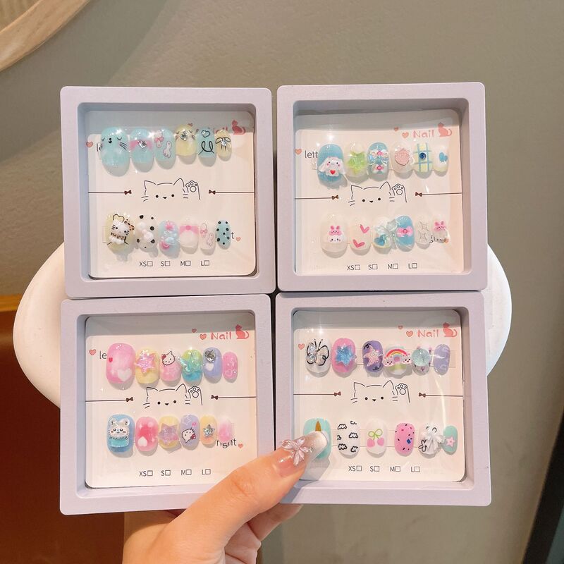 Cute Children's Nail Art Stickers, Internet Celebrity Cartoon Girl Nail Stickers, Detachable 3D Nail Patches for Little Girls