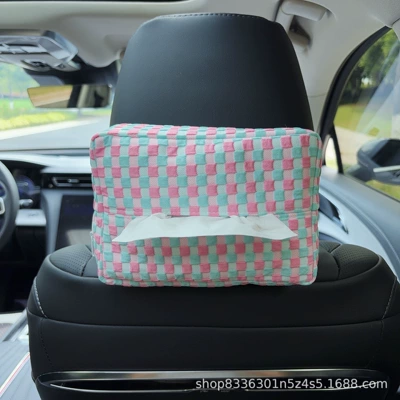 with a high-end feel, cute | Car tissue box/set - pink-and-blue-bubble-pattern-tissue-box-seat-type