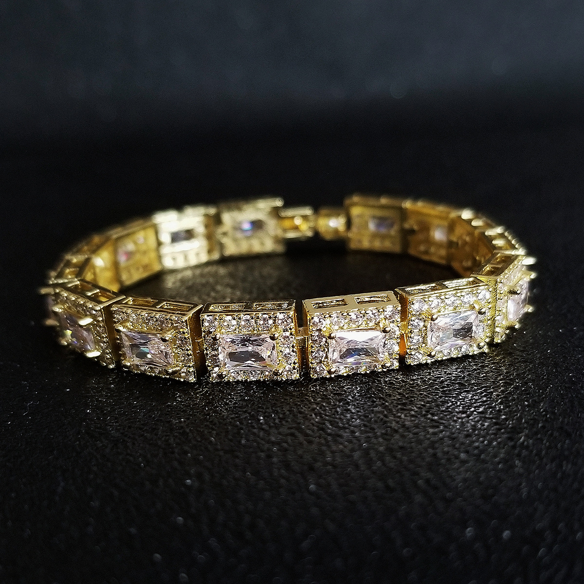 Daisy luxury fashion micro set zircon square multicolor men's and women's bracelet s5779_voghion.com