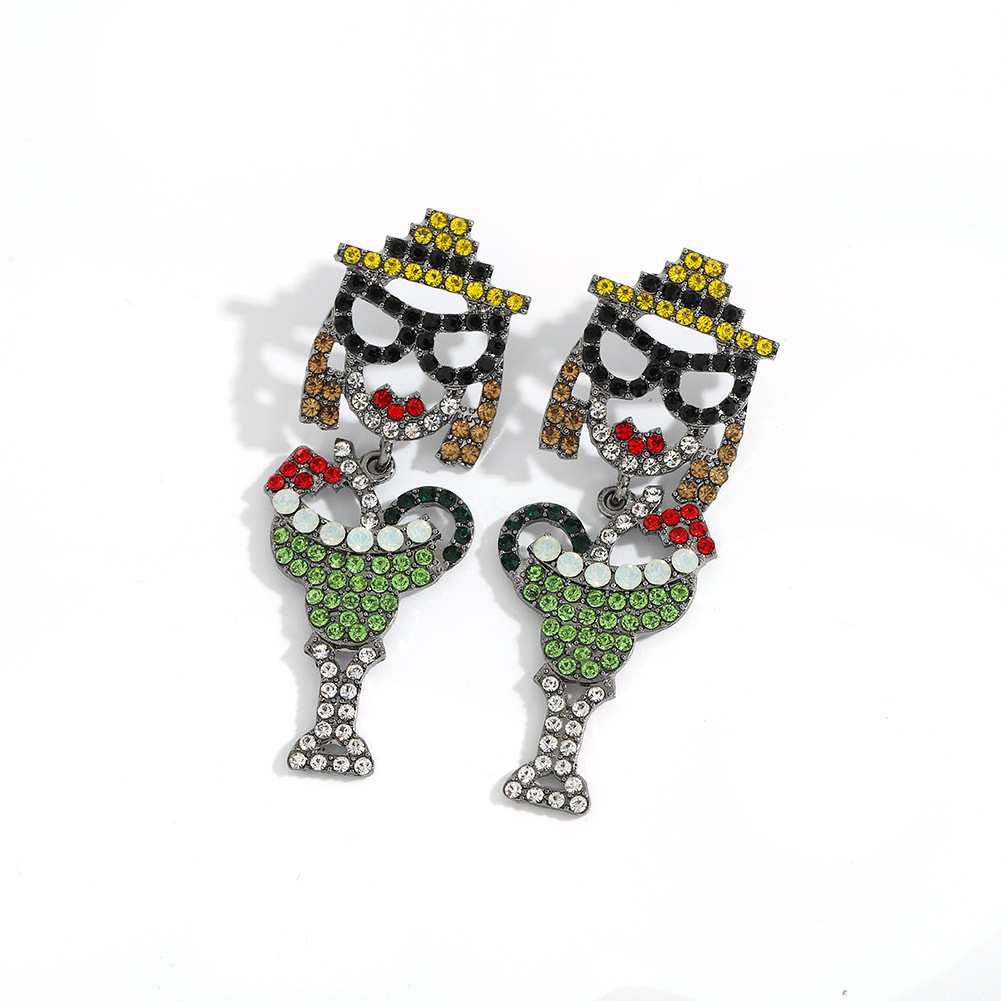 Cartoon Cute Long Alloy Diamond Earring display picture 4