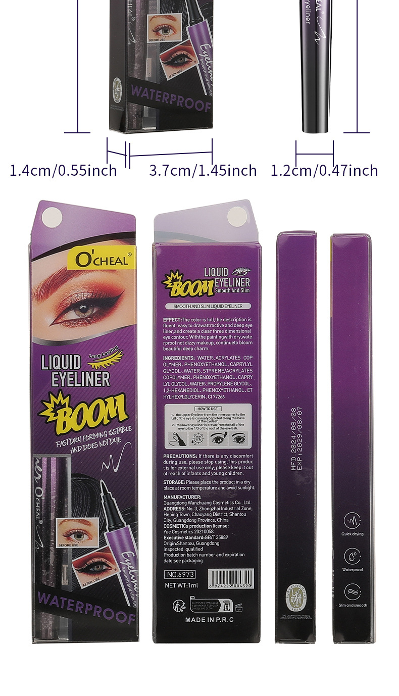 OCHEAL Extremely Fine And Quick-drying Eyeliner Pen Waterproof, Sweat-proof And Non-smudging, Thin Head Cool Black Water-based Pen_voghion.com