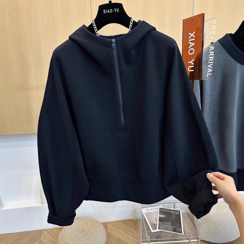 High-End European Autumn and Winter New Style, Loose, Fashionable and Versatile Hooded Half-Zip Pullover Long-Sleeved Sweatshirt for Men and Women