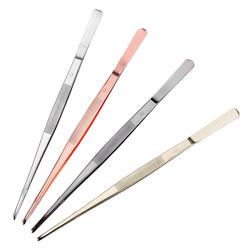 Pinzas de té rectas de acero inoxidable 30cm antideslizantes cóctel clip decorativo Barra de hielo clip de alimentos utensilios de cóctel