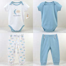 baby bodysuit pants 4 piece set 婴儿哈衣长裤套装宝宝外贸服装