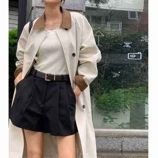 This year's super-hot short stitching contrast trench coat