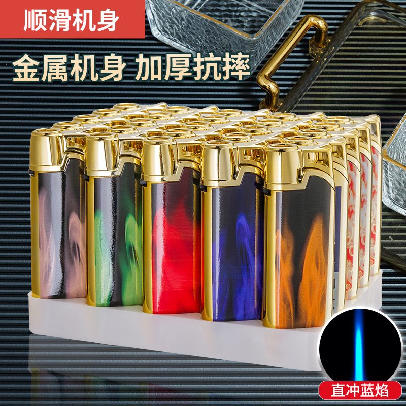 厂家批发一次性金属直冲蓝焰防风打火机广告印字雕刻订|undefined