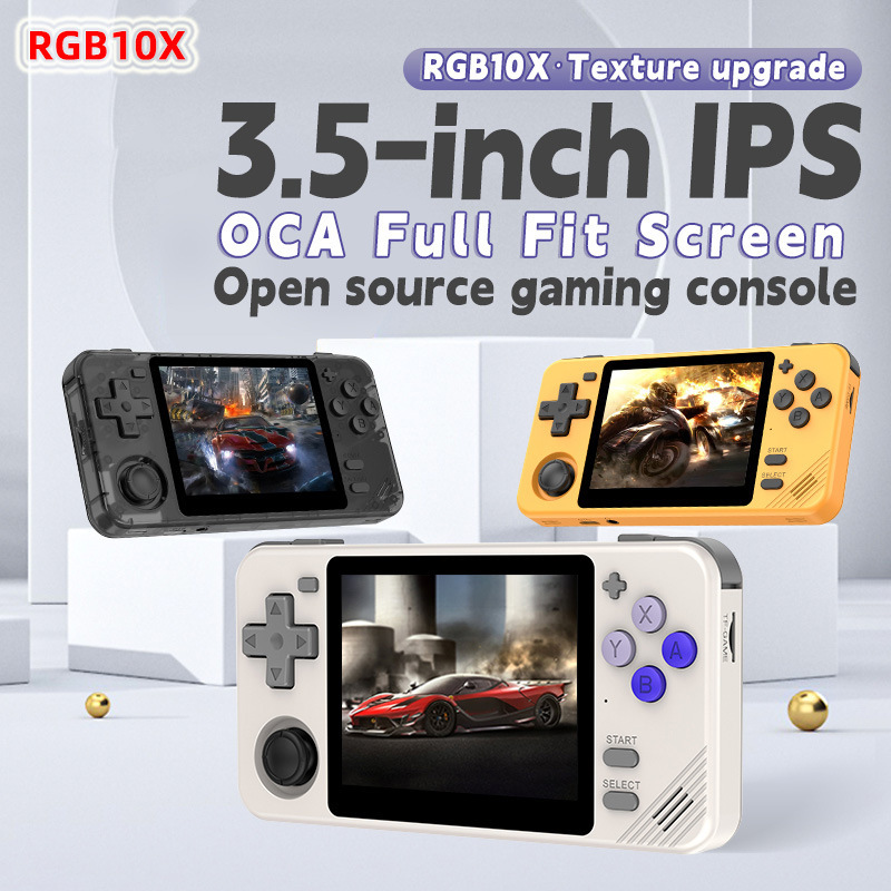 New Product Rgb10X Handheld Console 3.5inch Open Source High-Definition Dual Joystick Retro Arcade Ps1 Handheld Game Console Cross-Border