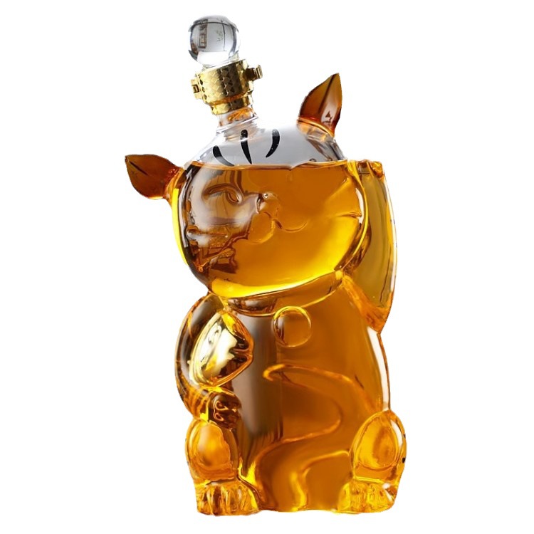 Creativo suerte gato forma artesanal botella de vino vidrio borosilicato vidrio botella de vino hogar vino tinto whisky vino