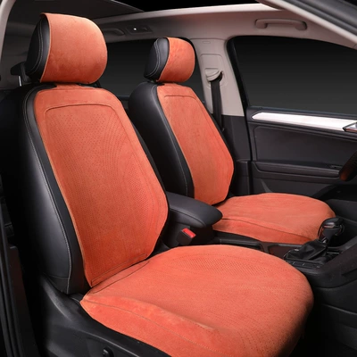 Summer suede car seat cushion, Seat cushion, seat cover - ideal-orange-front-driver-and-passenger-seats