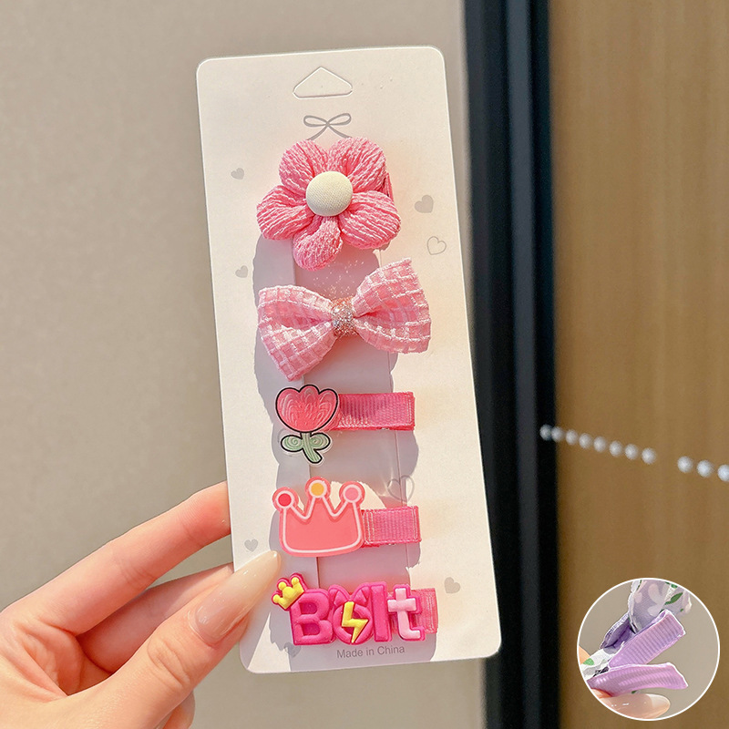 可爱花朵蝴蝶结儿童侧边发夹布包女童发卡婴儿宝宝不伤发汗毛夹子|undefined