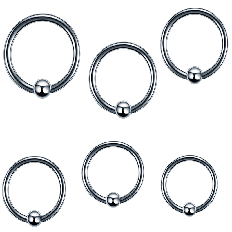 Stainless Steel Bead Cock Ring Set, 6 Sizes 2.5-4.0 cm, Manual Foreskin Restraint Rings — detail image 1