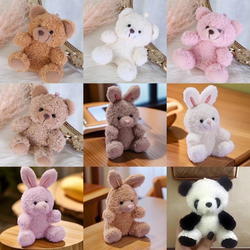 Peluche de oso y panda, muñeco suave con llavero colgante