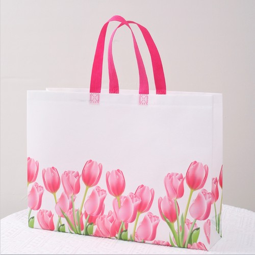Tulip non-woven fabric coated environmentally friendly clothing store handbag shopping gift packaging bag clothes good-looking bag