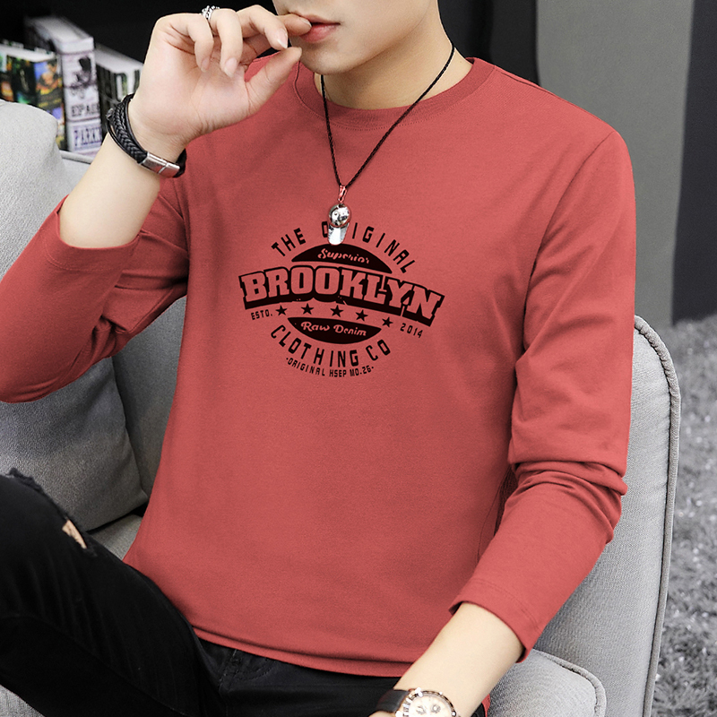 Men's Long-Sleeve T-Shirt Trendy Brand Round Neck Loose Trendy Printed Base Layer Autumn Shirt Men's Long-Sleeve T-Shirt Trendy Brand Round Neck Loose Trendy Printed Base Layer Autumn Shirt