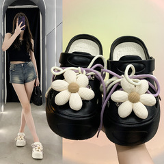 軟底洞洞鞋女款夏季外穿EVA踩屎感防滑鞋帶厚底增高新款涼拖鞋女