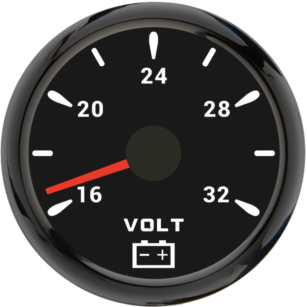 Boat Meter with – Universal automobile instrument - black-bezel-black-face-24v