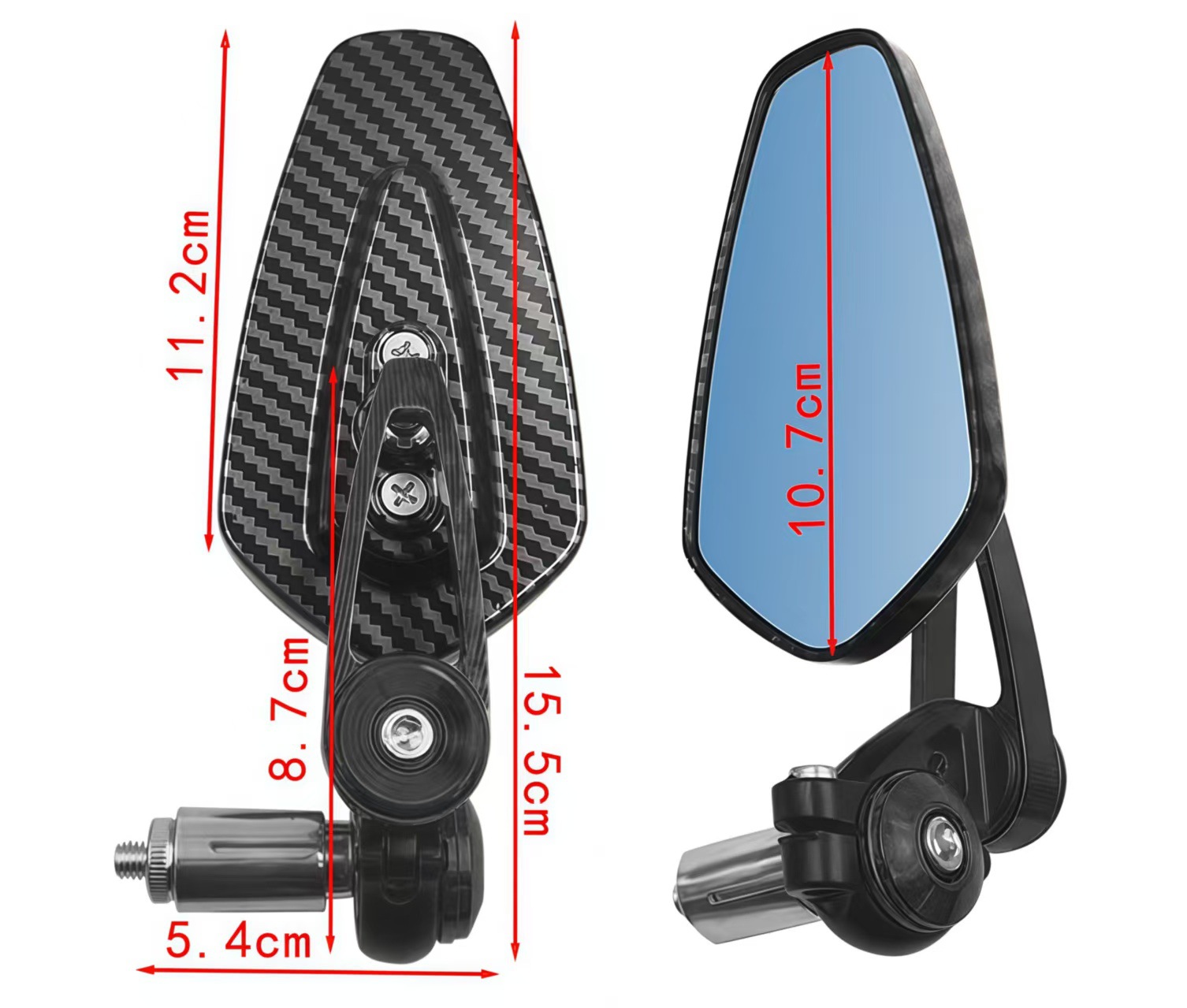 Motorcycle Electric Vehicle Modified Rearview Mirror Retro Handlebar Snakeskin Pattern Handlebar Mirror Reflector Carbon Brazing Pattern
