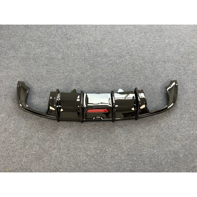 Suitable for 17-20 Models of Audi A5.S5, Rear Lip with Lights, Horizontal Light Bar, Rear Diffuser, Rear Surround with Four Exhaust Tips (Big Surrounded) - glossy-black-horizontal-light-rear-lip
