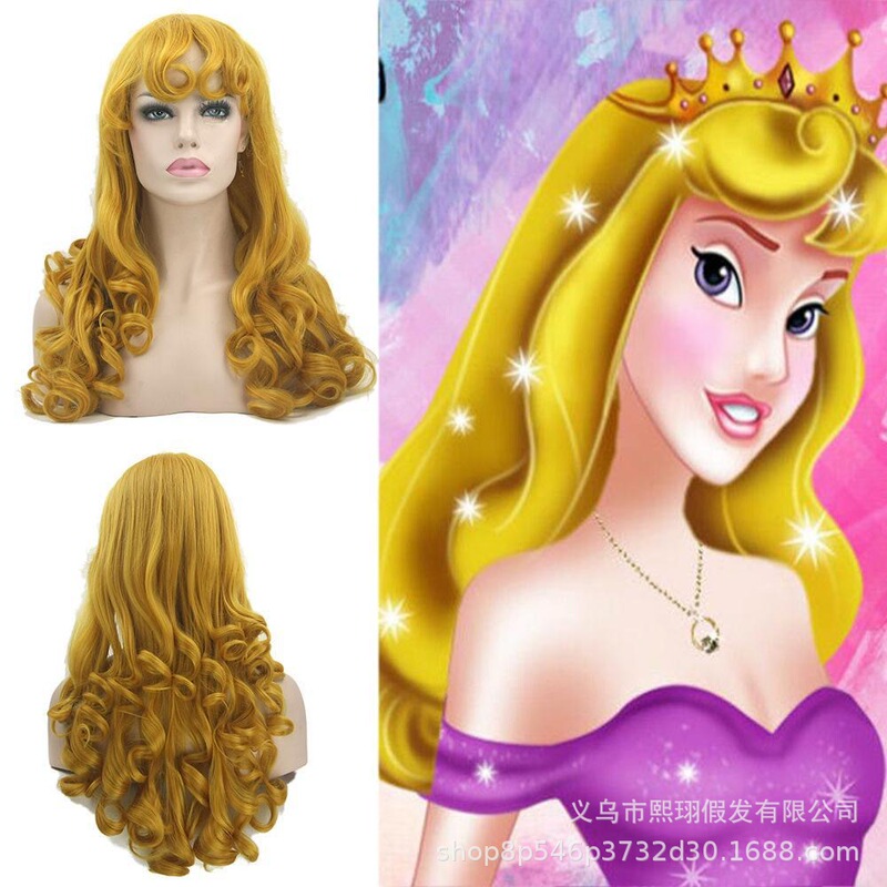 [Hui Hui] Princess Erola cos Sleeping Beauty Yellow Long Curly Hair cosplay Animation Simulation Wig
