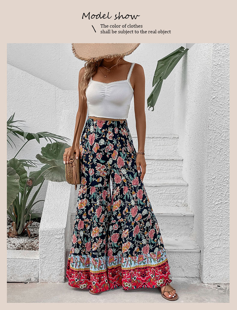 Printed Large Flare Wide Leg Pants_voghion.com