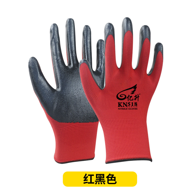 Yisheng nitrilo fino de goma colgando guantes resistentes al aceite antideslizante inmersión resistente al desgaste sitio de construcción de trabajo fábrica de protección al por mayor pelo recto image 9