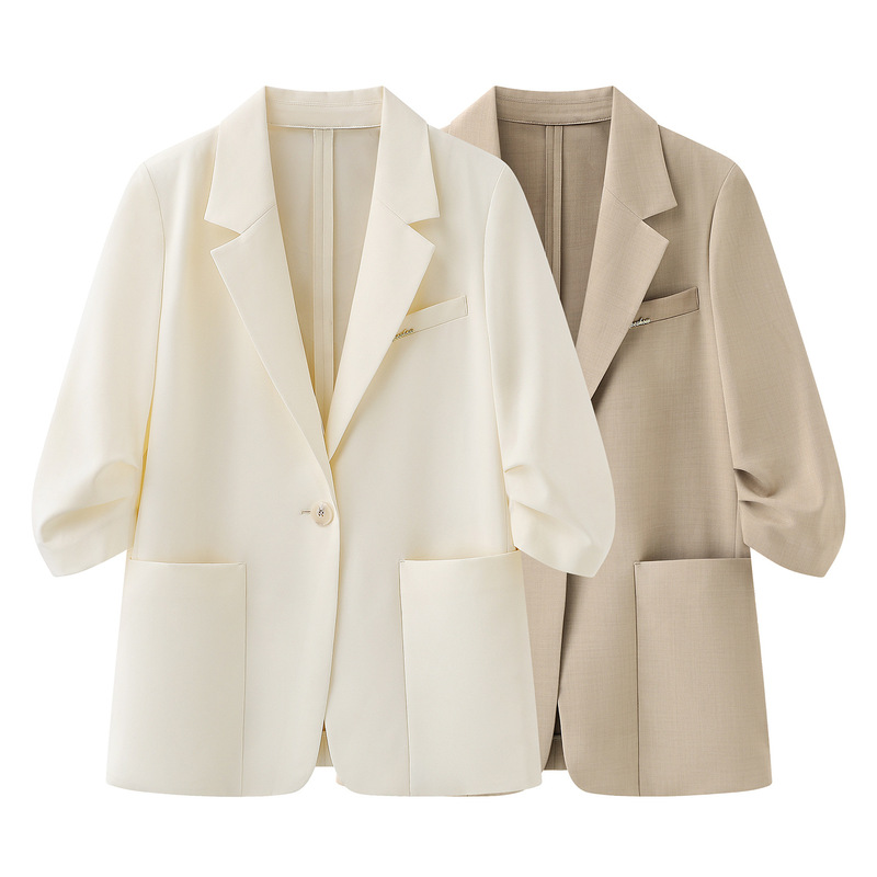 Women's Elegant Blazer 2026 Spring/Summer New Style with Stacked Three-Quarter Sleeves, Slimming Effect, Suit 90126062201