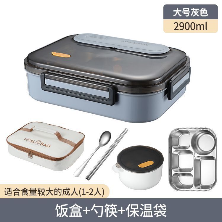 caja de almuerzo de acero inoxidable con cubierta aislamiento térmico para trabajadores de oficina adultos con microondas para estudiantes de gran capacidad de divisoria de comedor con caja de almuerzo